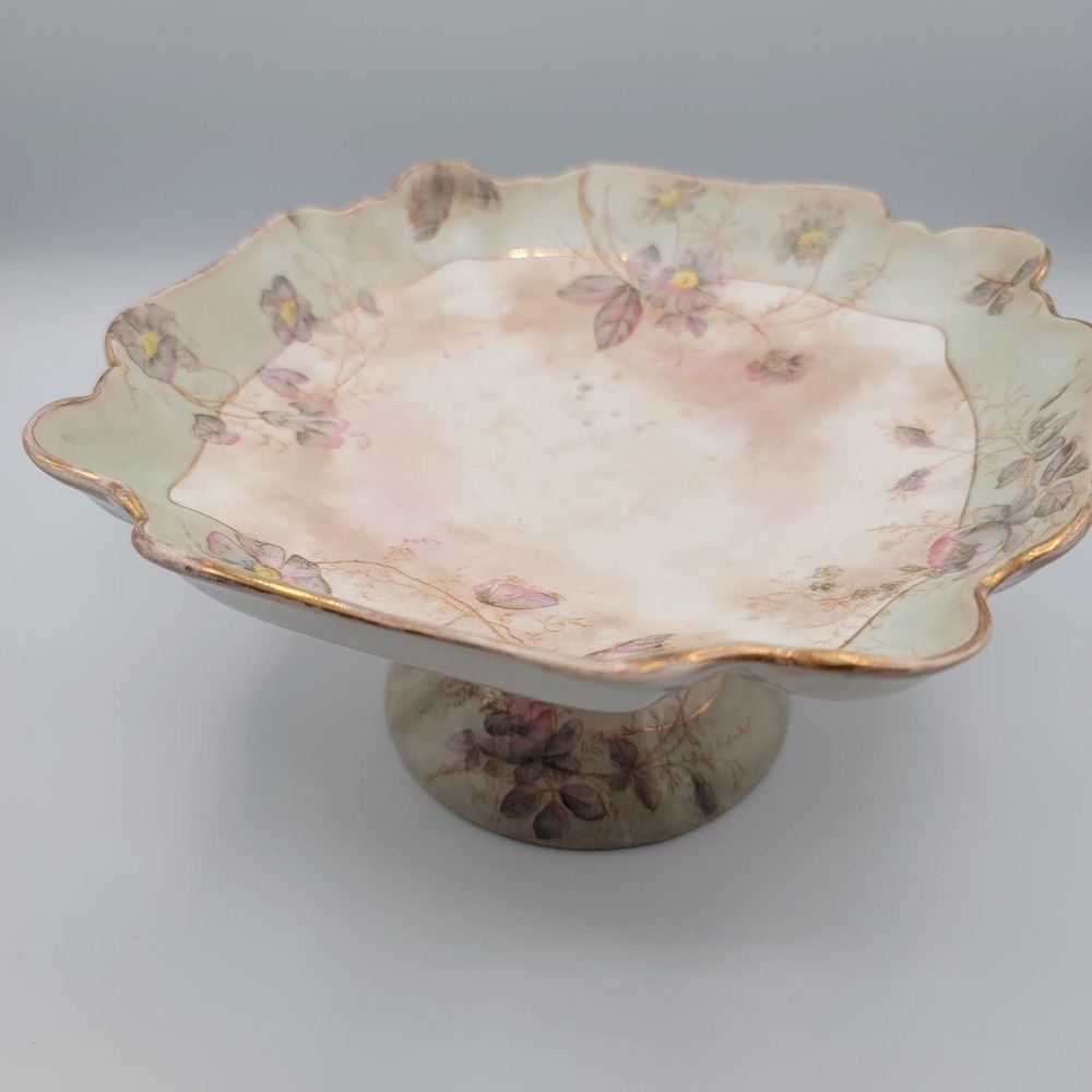 Vintage Pedestal Dish Dessert Stand Distressed Aged Trinket Dish - Picture 5 of 13